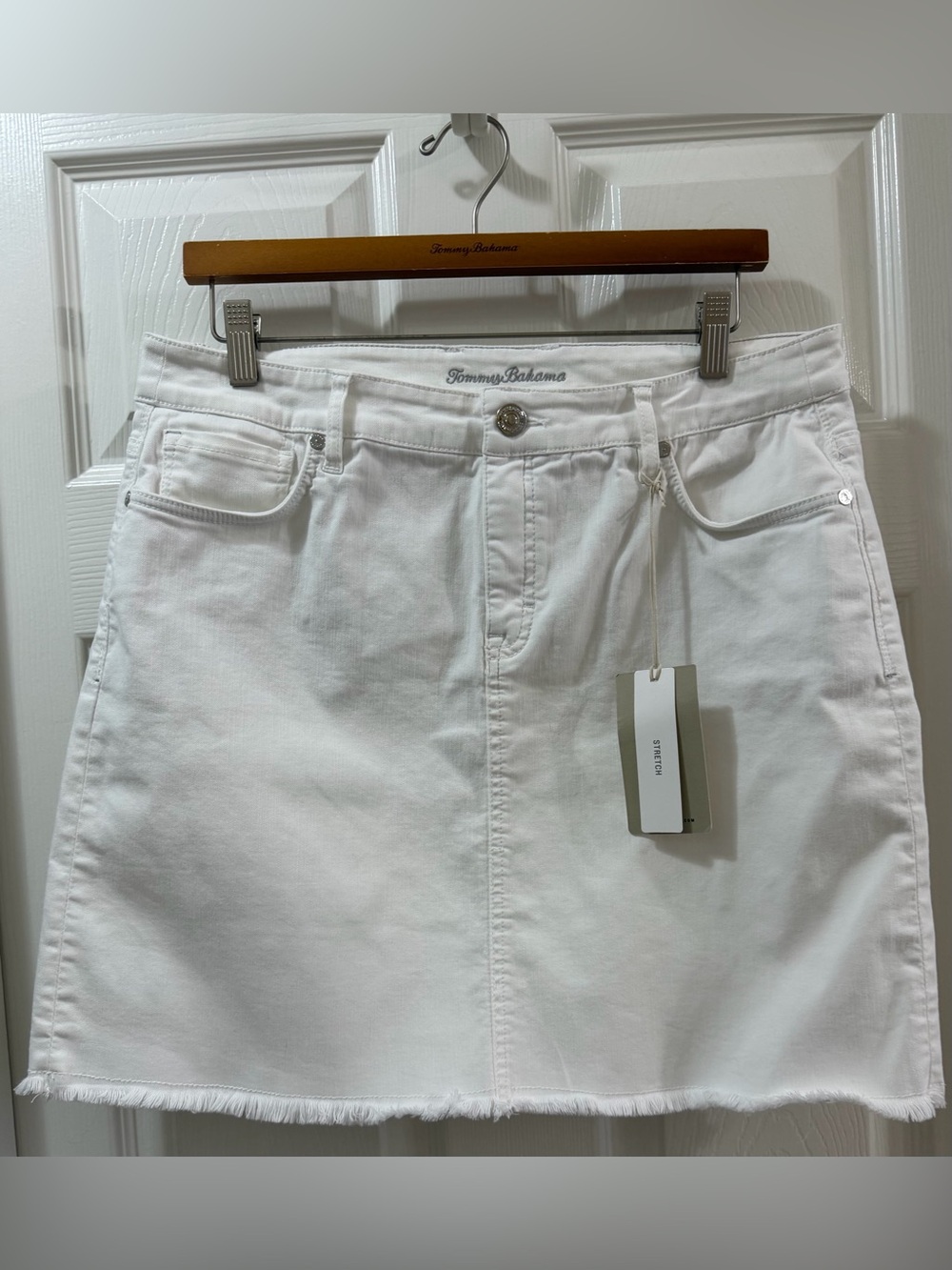 Tommy Bahama Ella Twill Denim Skirt White Size 12 NWT